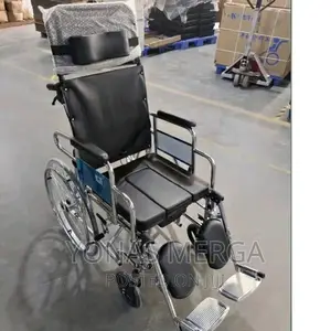 Toilet Adult Foldable Deluxe Wheelchair With Strong Leather