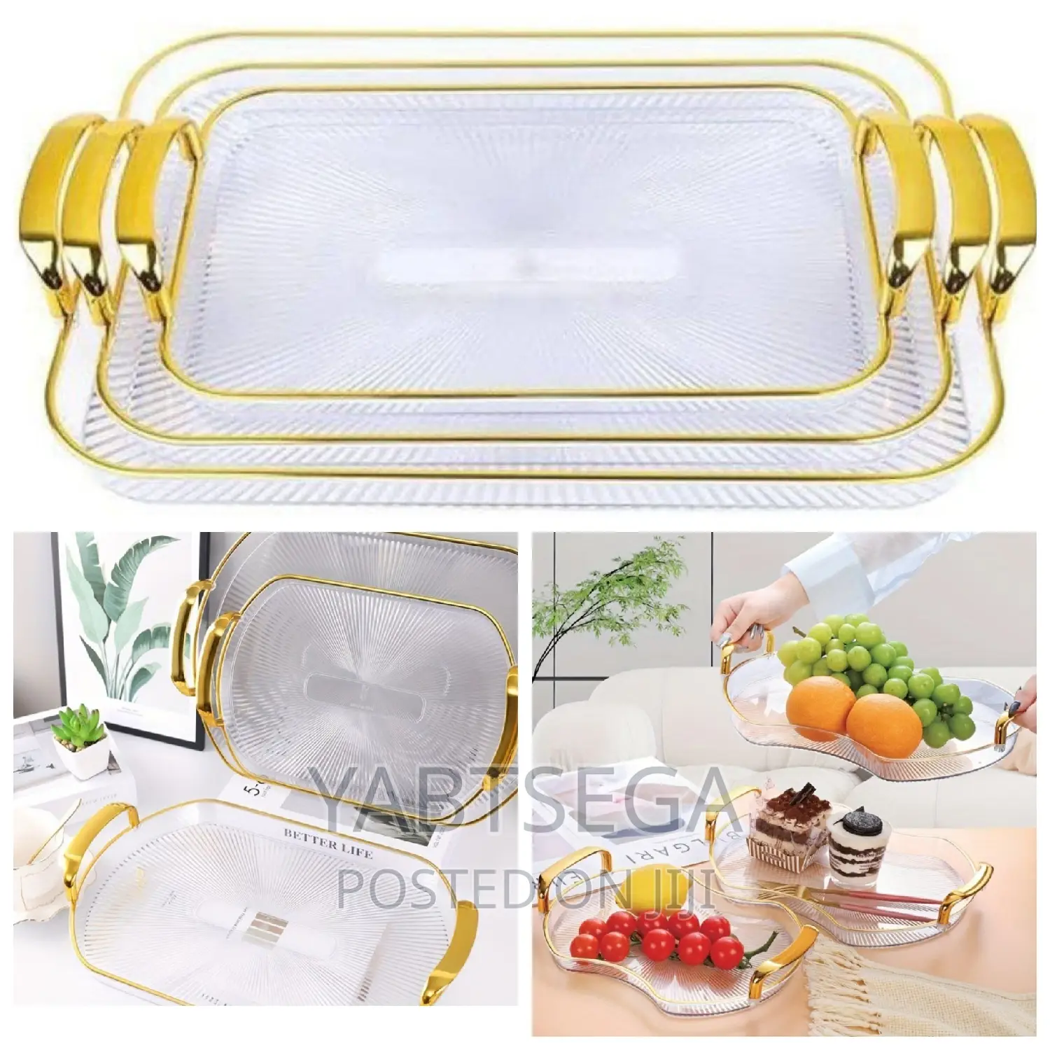 Serving Try With Golden Handle