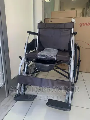 Wheelchair, Chrome Finish,U-Cut Commode Cushioned Wheelchair