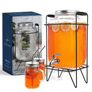Glass Dispenser Jar With Rack