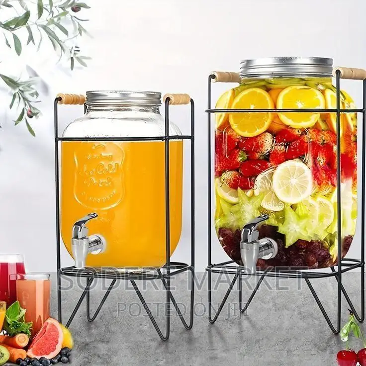 Glass Dispenser Jar With Rack