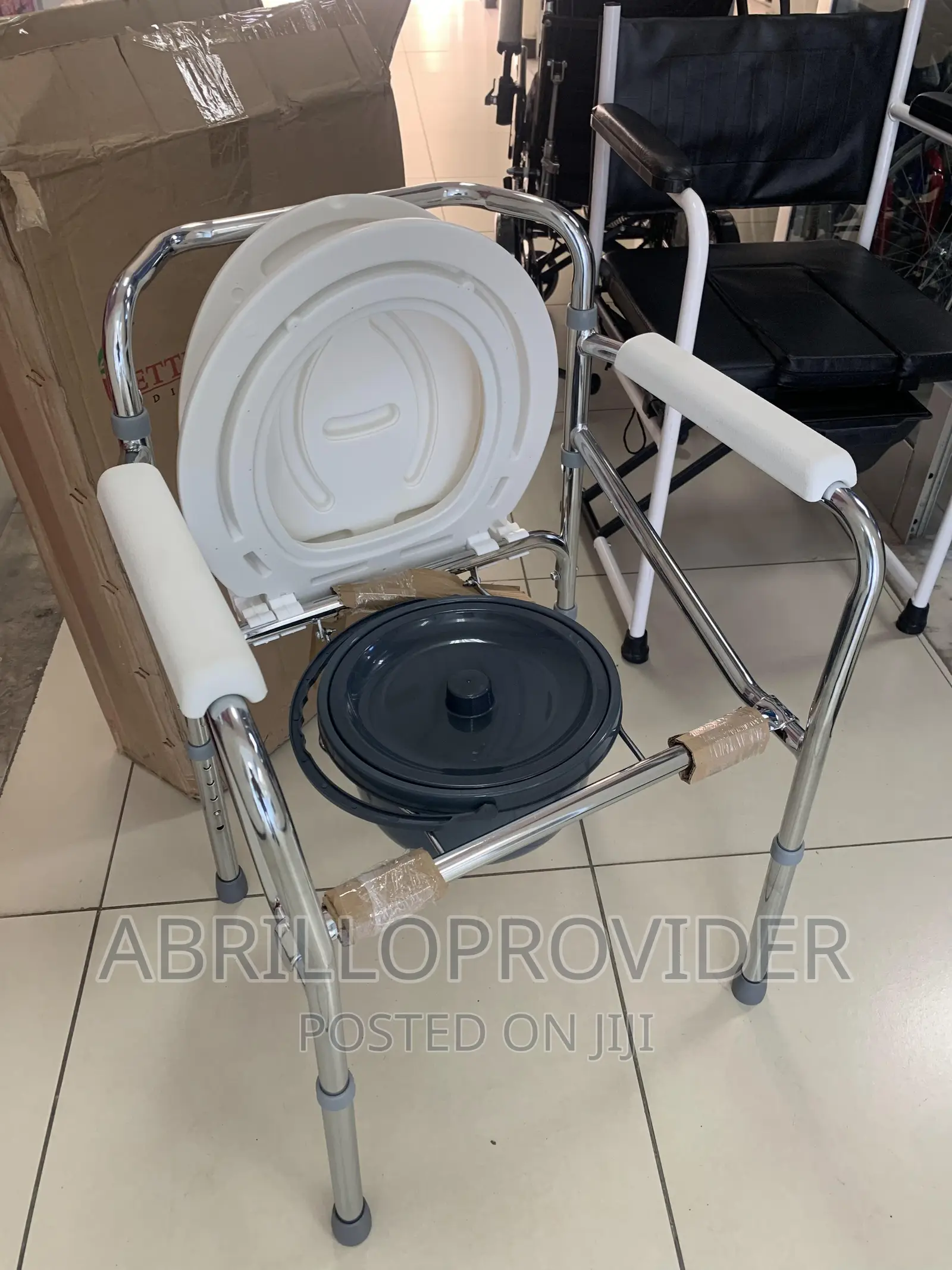 Folding Commode Chair Steel Portable Camping Toilet Seat,