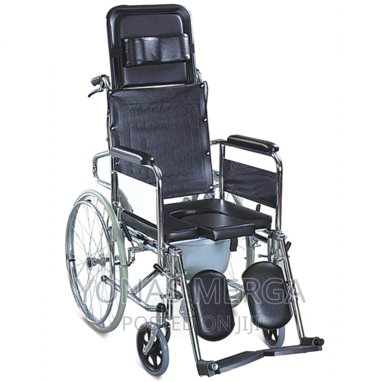 3in 1 High Back Bedside Commode Chair,Reclining Toilet Seat