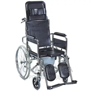 3in 1 High Back Bedside Commode Chair,Reclining Toilet Seat