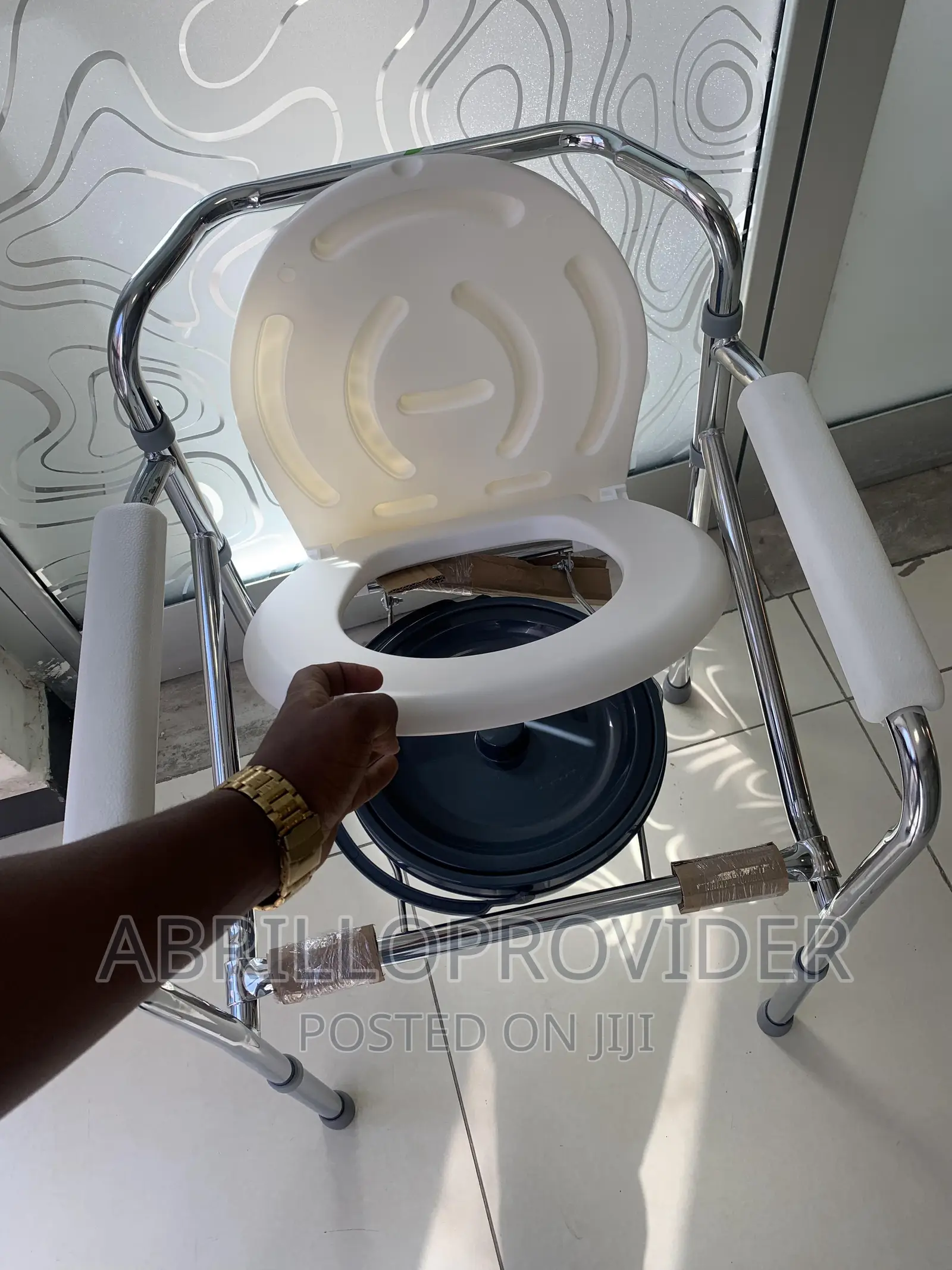 Bedside Commode With Bucket, Adjustable Padded Commode Chair