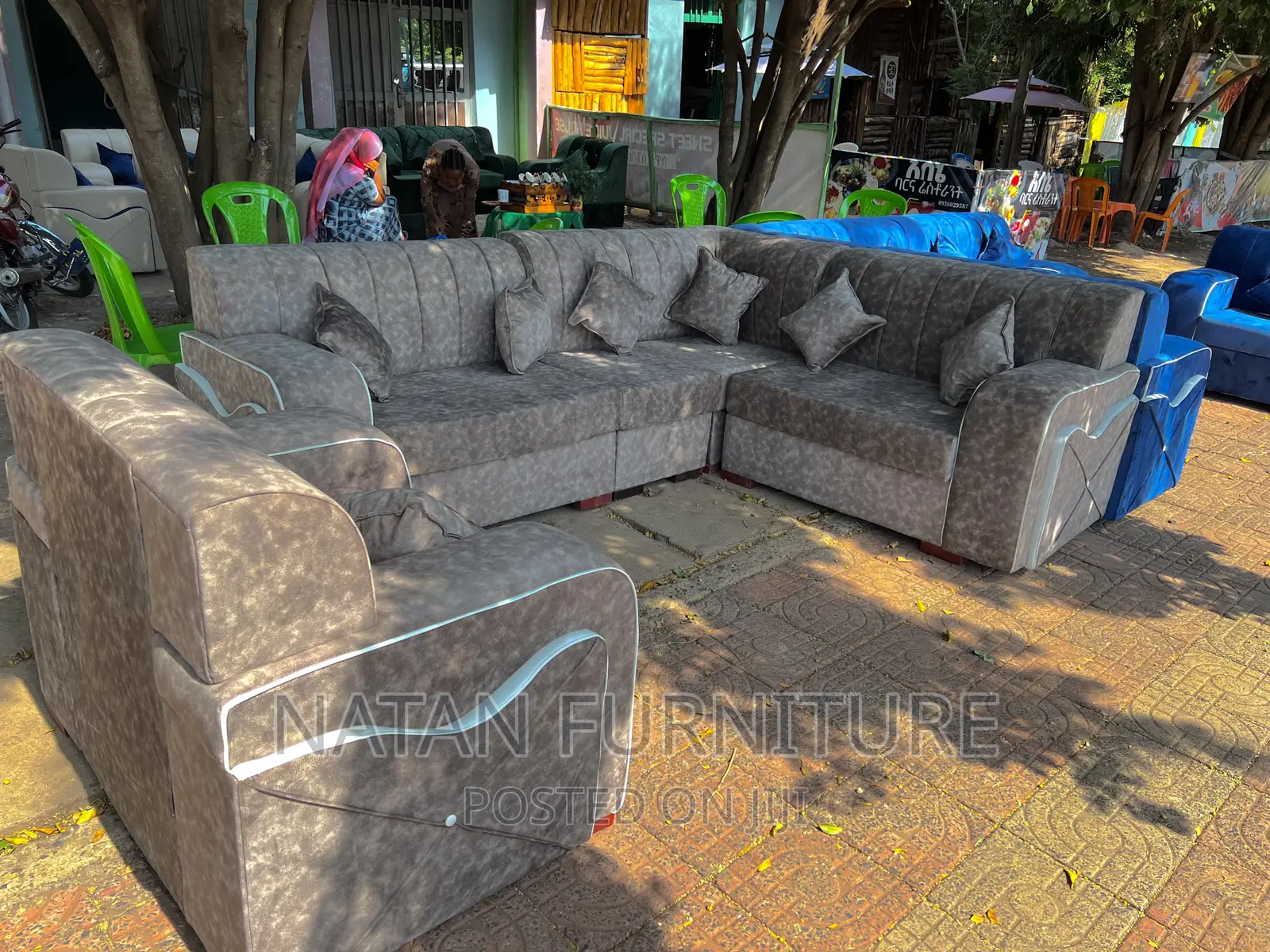 L Shape Corner Sofa Made of Woode Material and Quality Sponj