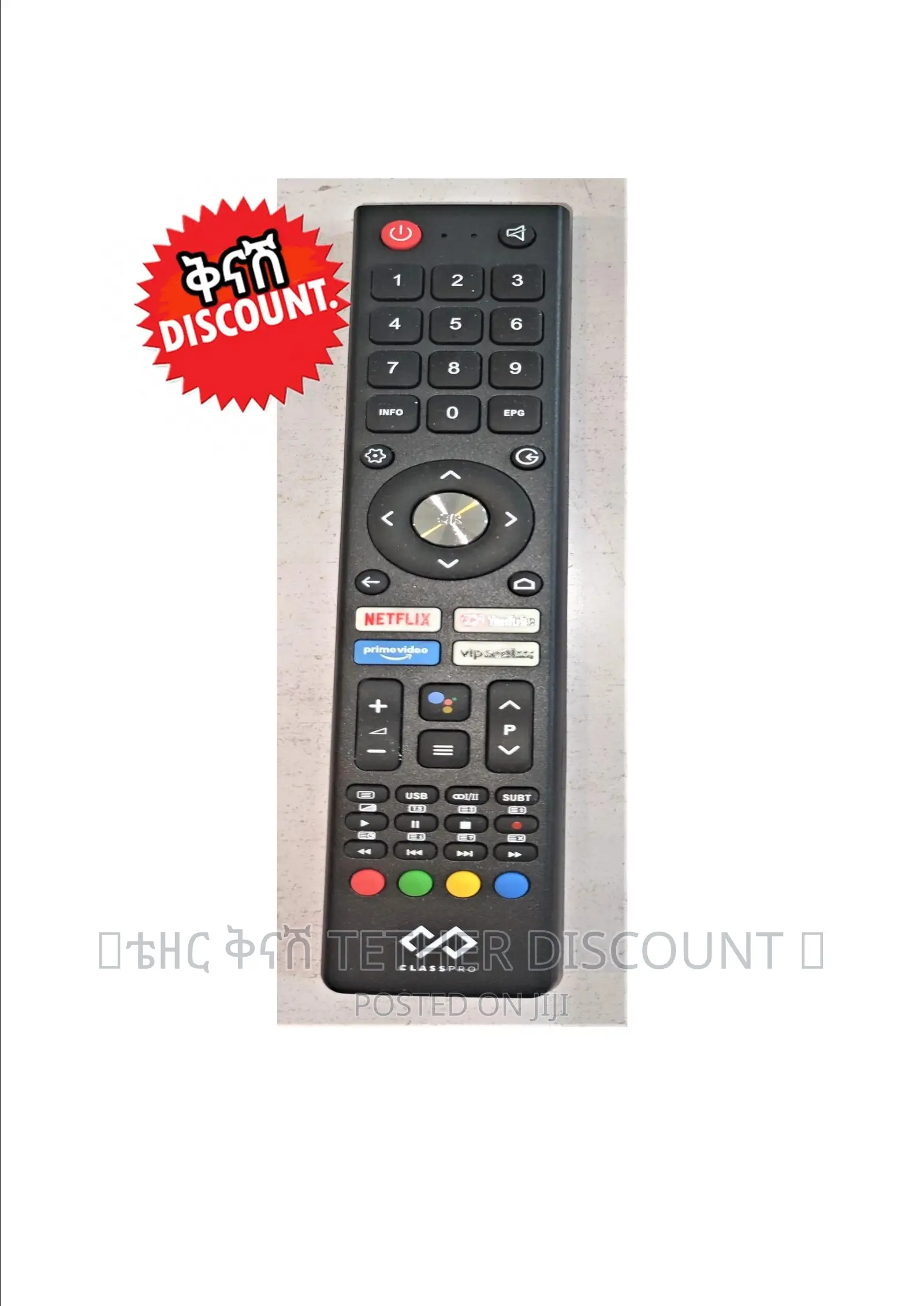 Original Classpro Netflix Youtube LCD TV Remote Control ሪሞት