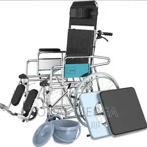 CUSHIONED U-Cut SEAT:The Entros Reclining Commode Wheelchair