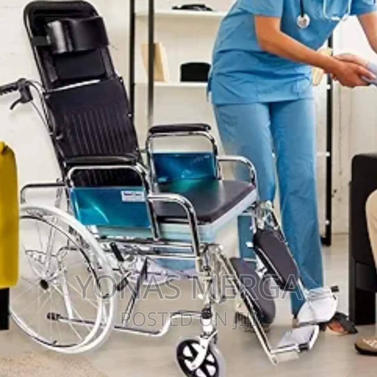 Wheelchair Toilet,Bed, Standard Size, Pu Leather/Black (Half