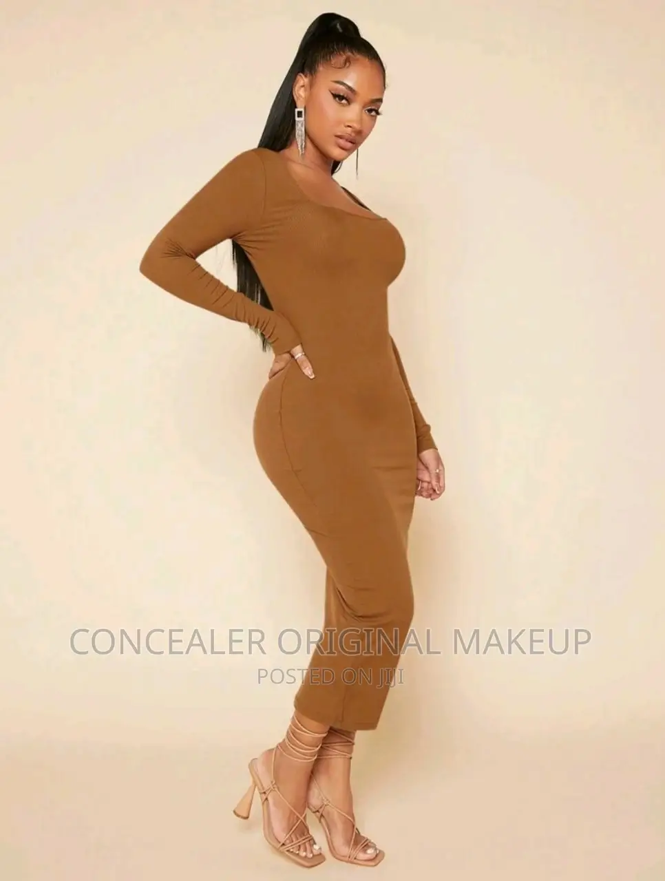 Solid Square Neck Bodycon Dress