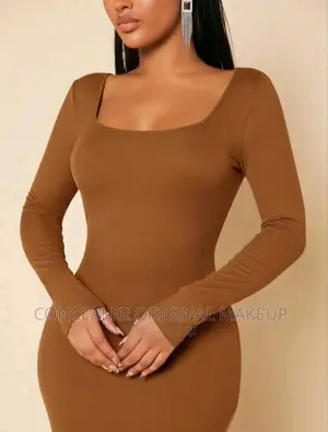 Solid Square Neck Bodycon Dress