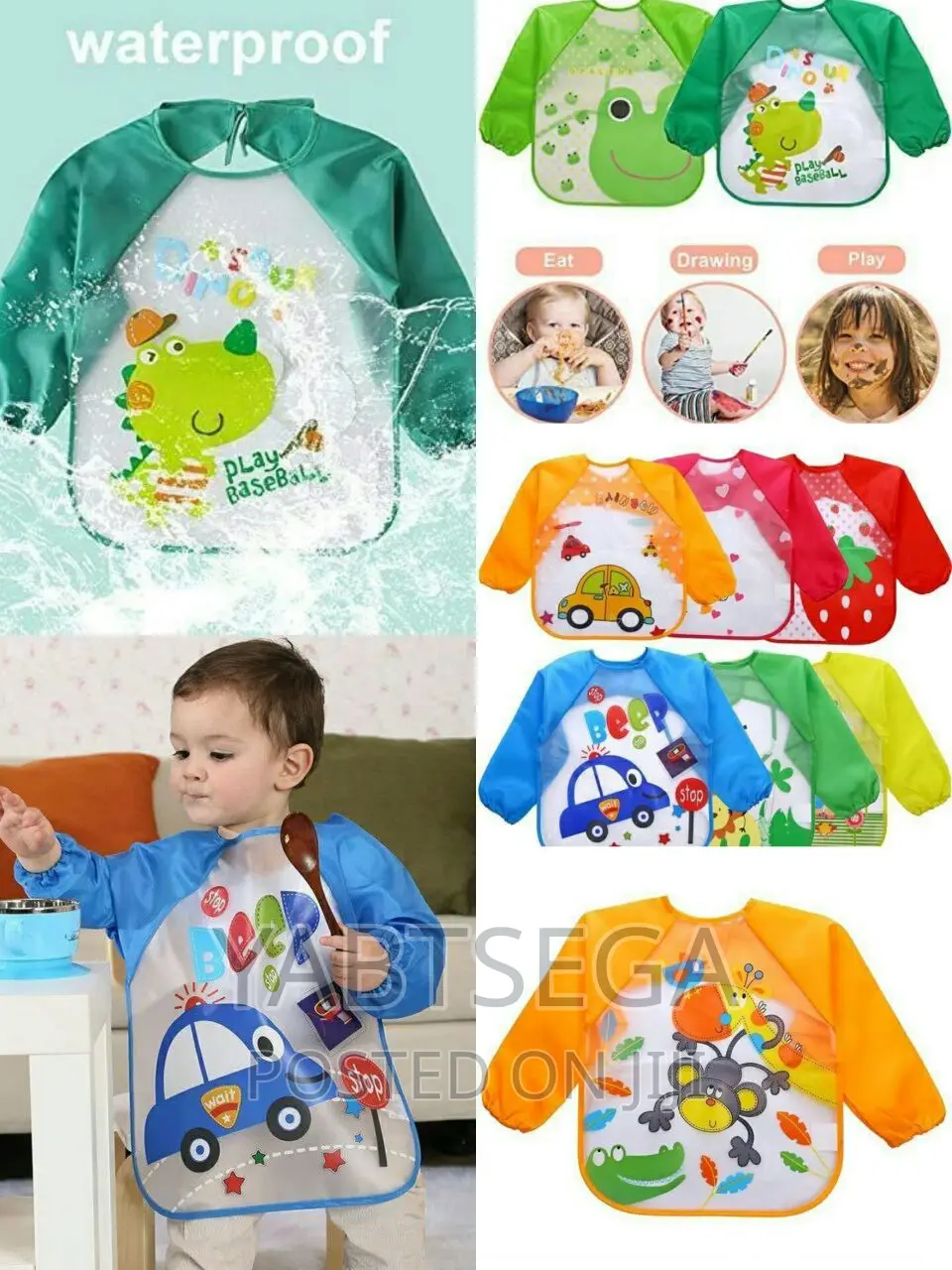 Waterproof Washable Long-Sleeve Baby Bibs