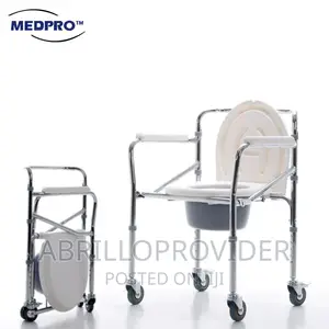 Photo - Toilet Commode Chair Foldable;Height Adjustable Castor Wheel