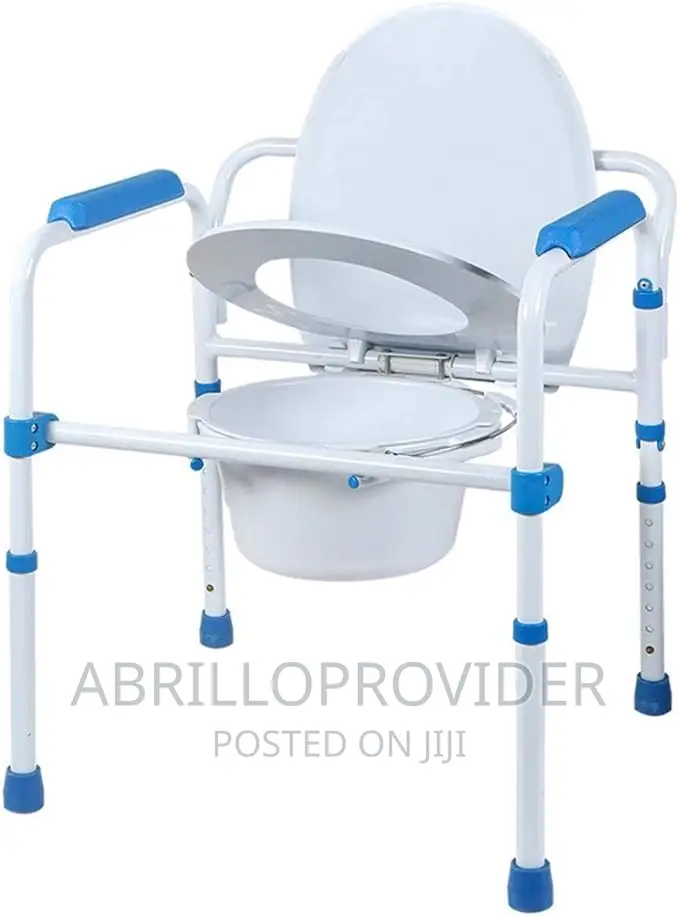 Folding Steel Bedside Commode Chair Portable Toilet