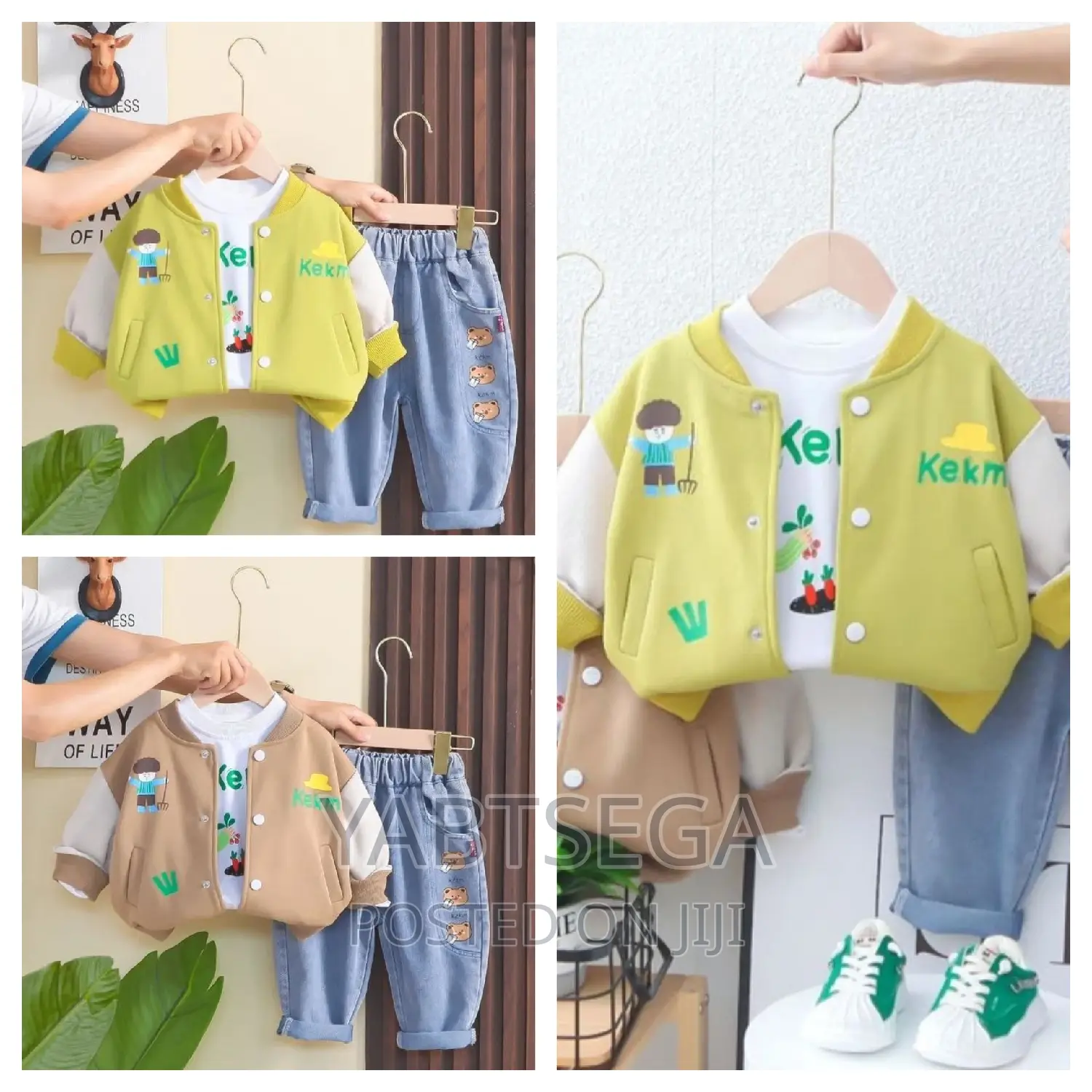 Unisex 3 Piece Set Top T-Shirt and Jeans Pant Set