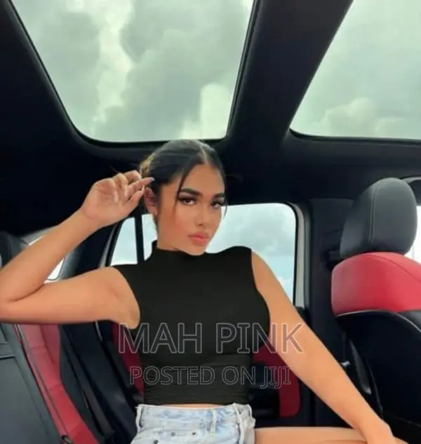 Black Solid Mock Neck Tank Top