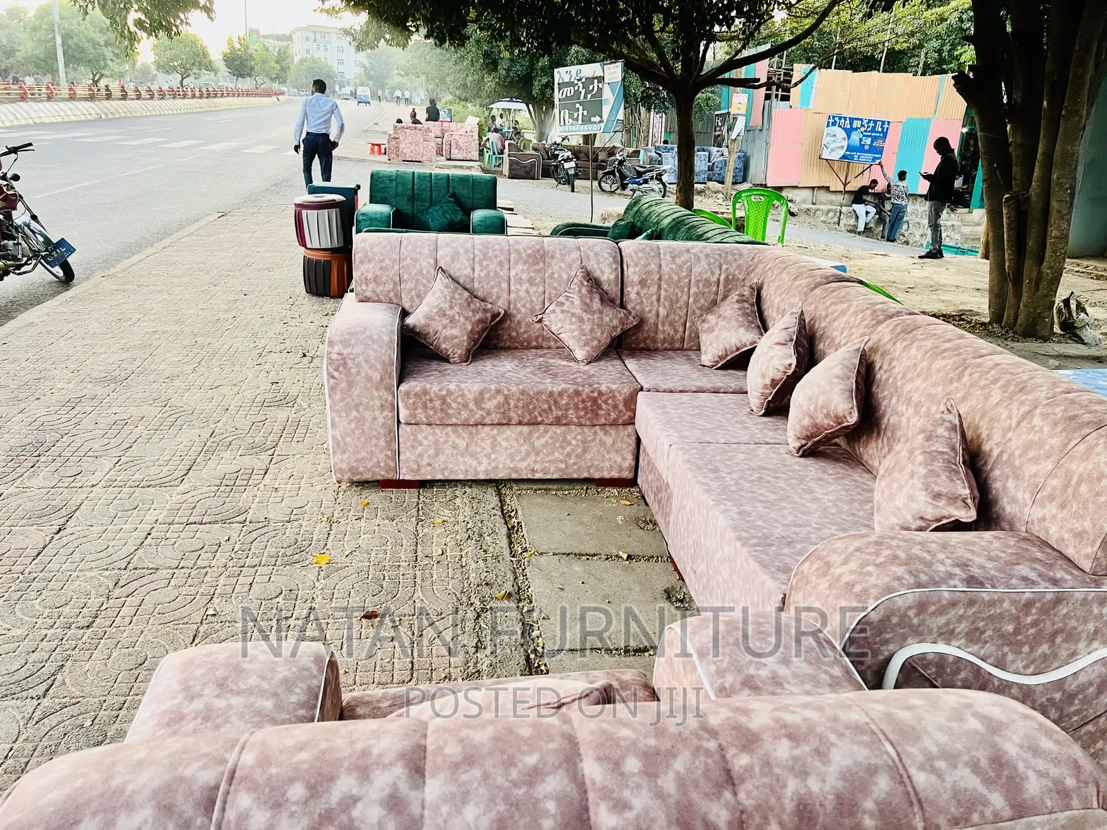 Sofa L Shape or Corner Sofa Made of Wooden Material