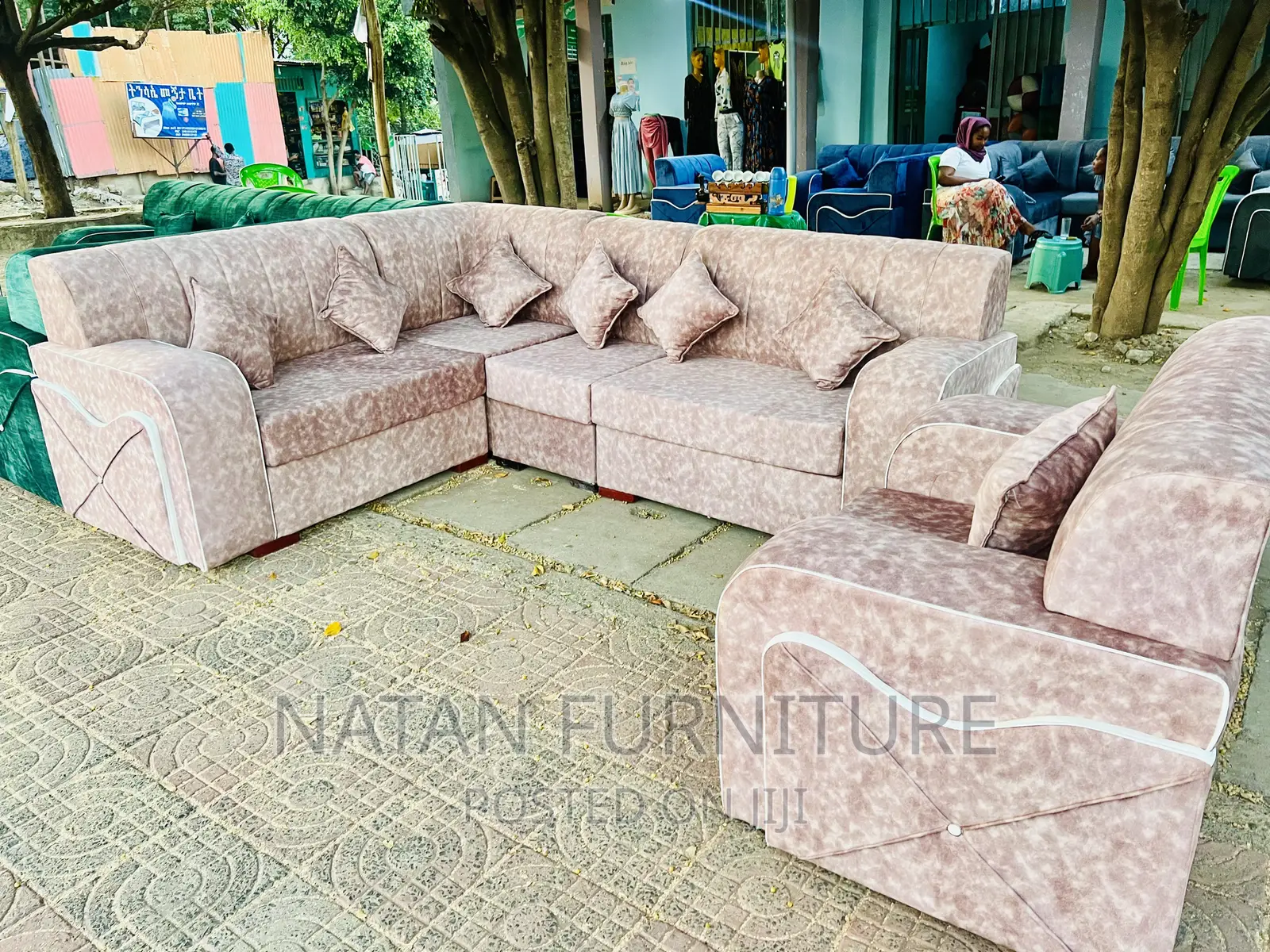 Sofa L Shape or Corner Sofa Made of Wooden Material
