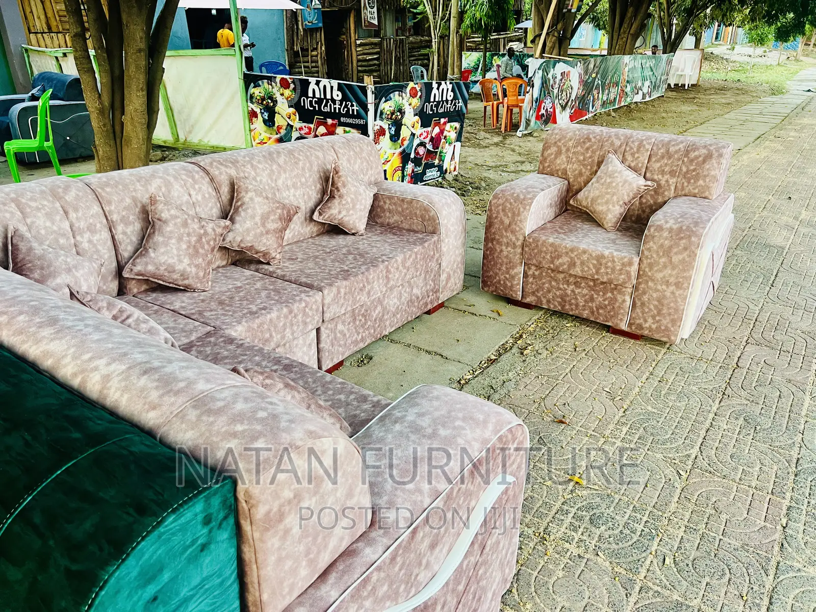 Sofa L Shape or Corner Sofa Made of Wooden Material