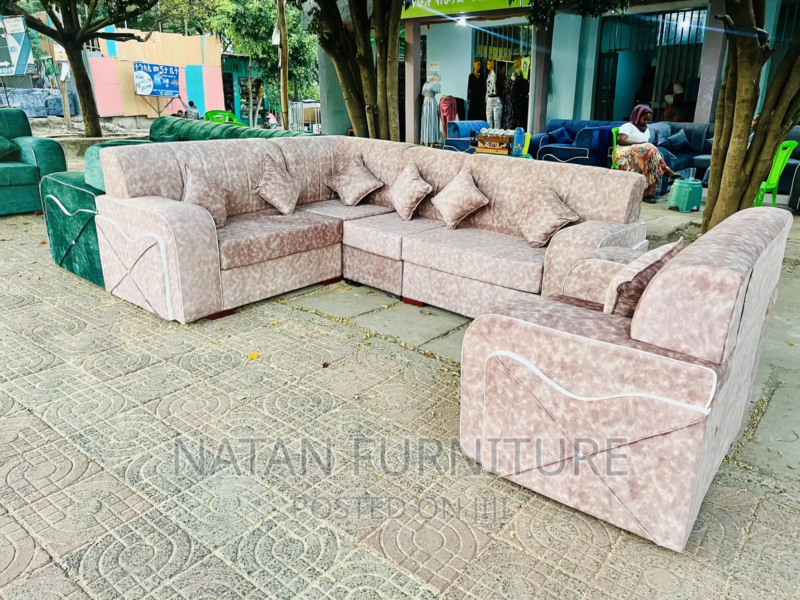 Sofa L Shape or Corner Sofa Made of Wooden Material
