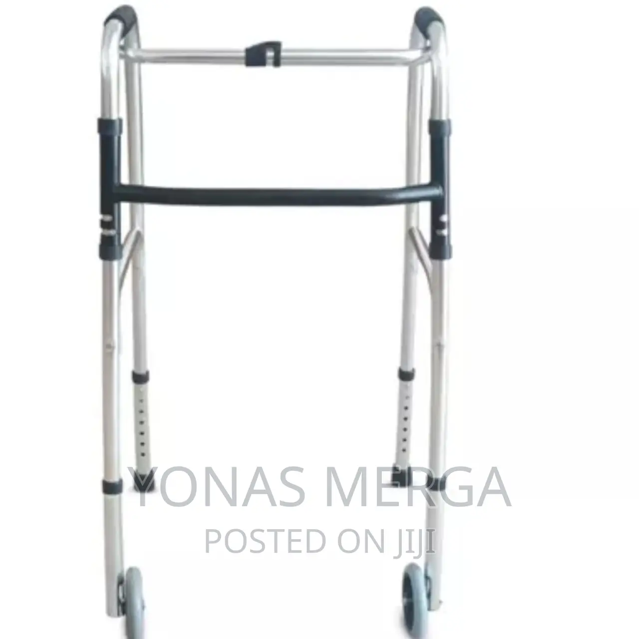 Two-Button Folding Walker With Wheels Skis-Adult|PP4245-00rs