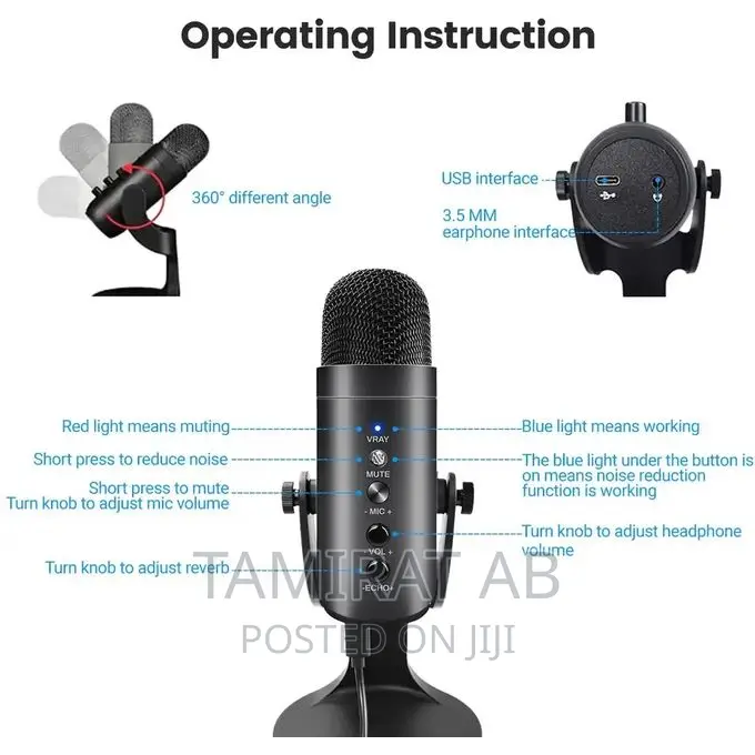 PW8 Jmary Professional Condenser Desktop USB Microphone