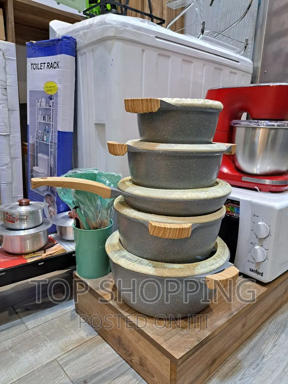 Momcoc Cookware Granite 5 in 1 ሞምኮክ ዘመናዊ ጠንካራ እና ኦሪጂናል ድስት