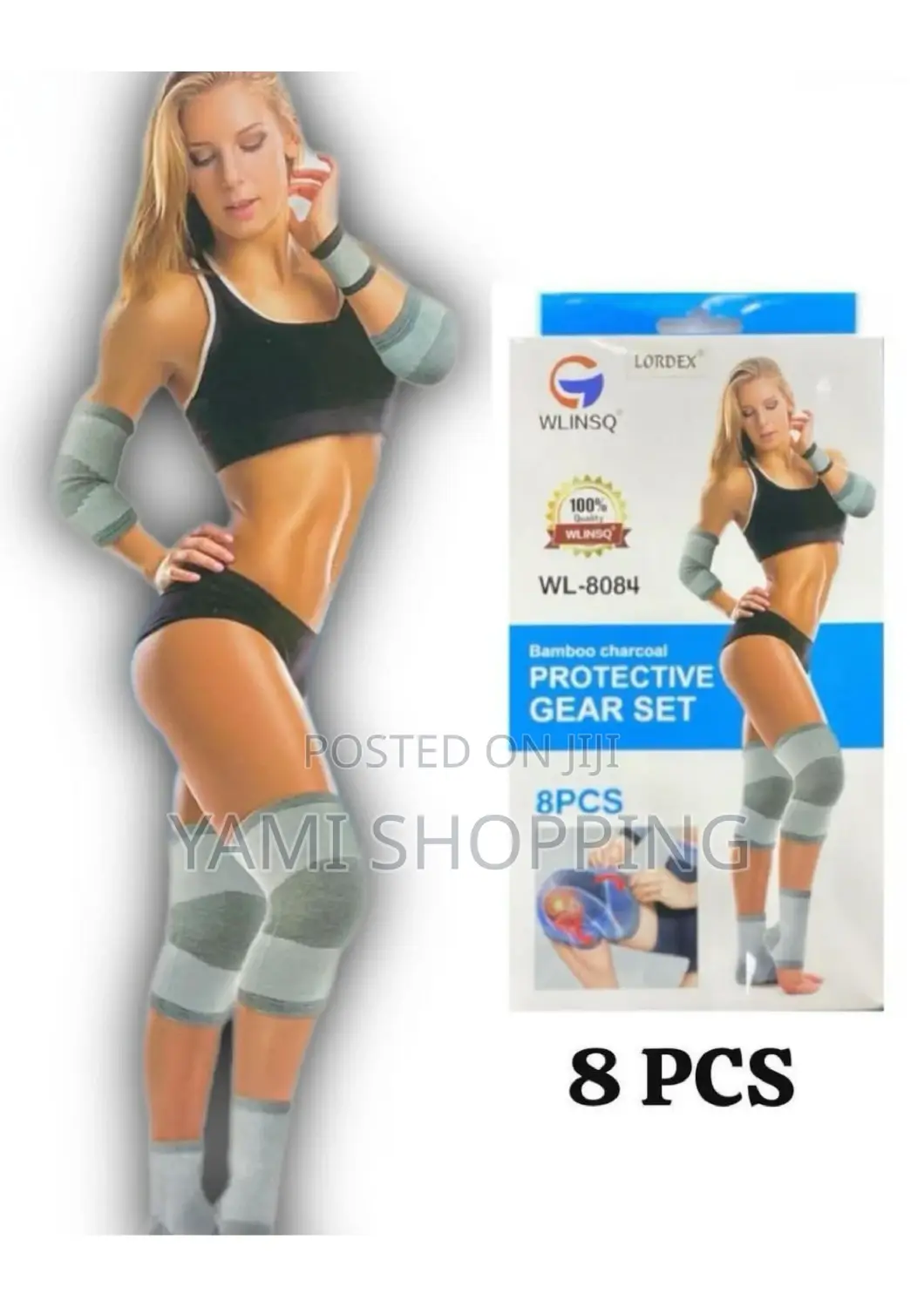 8pcs Bamboo Charcoal Fitness Protective Gear Set