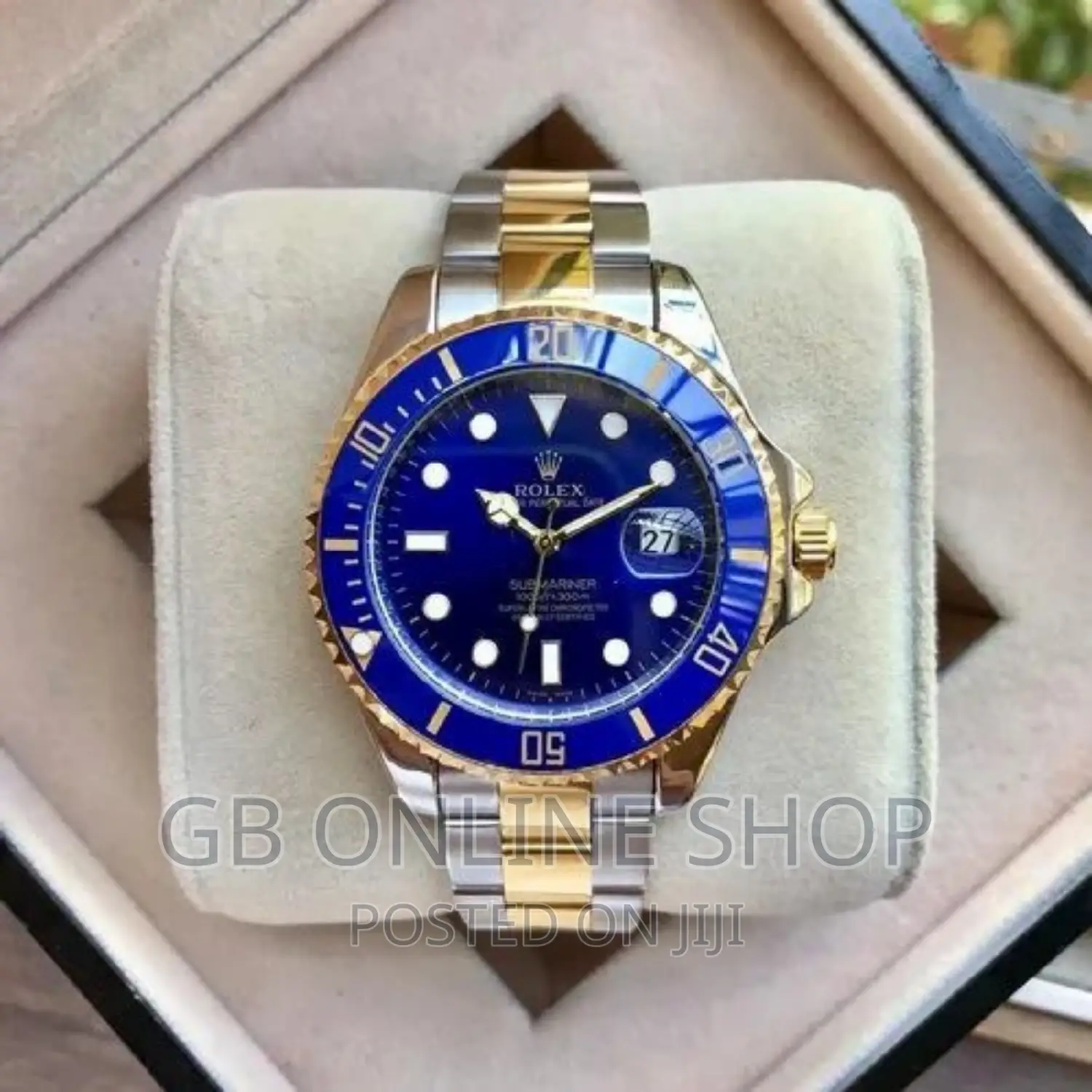 Blue Rolex Watch + Luxury Watch Box