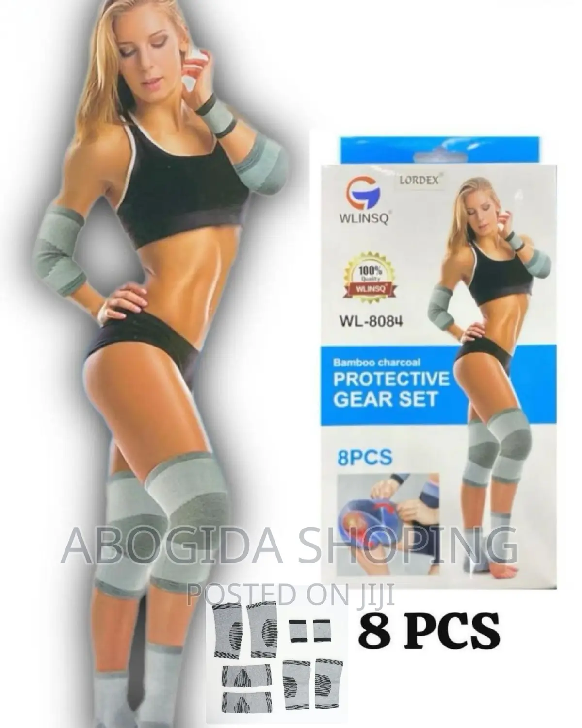 8pcs Bamboo Charcoal Fitness Protective Gear Set