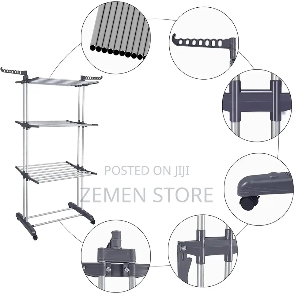 ቦታ ቆጣቢ እስከ 40kg መሸከም ሚችል የልብስ Three Layers of Clothes Hanger