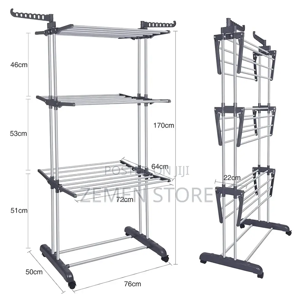 ቦታ ቆጣቢ እስከ 40kg መሸከም ሚችል የልብስ Three Layers of Clothes Hanger