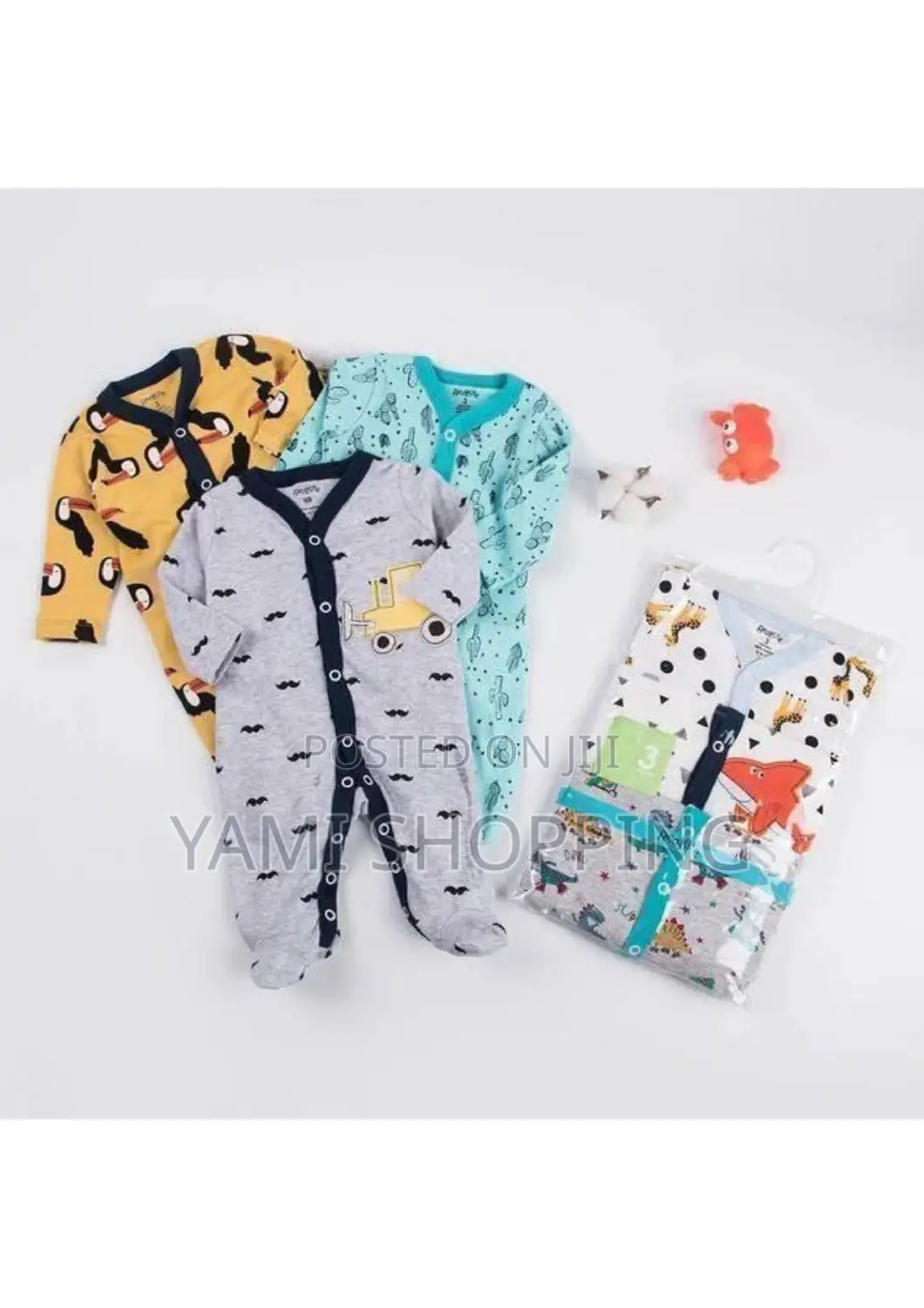 3-Piece Newborn Baby Foot(የዱባይ) Wrapped Jumpsuit