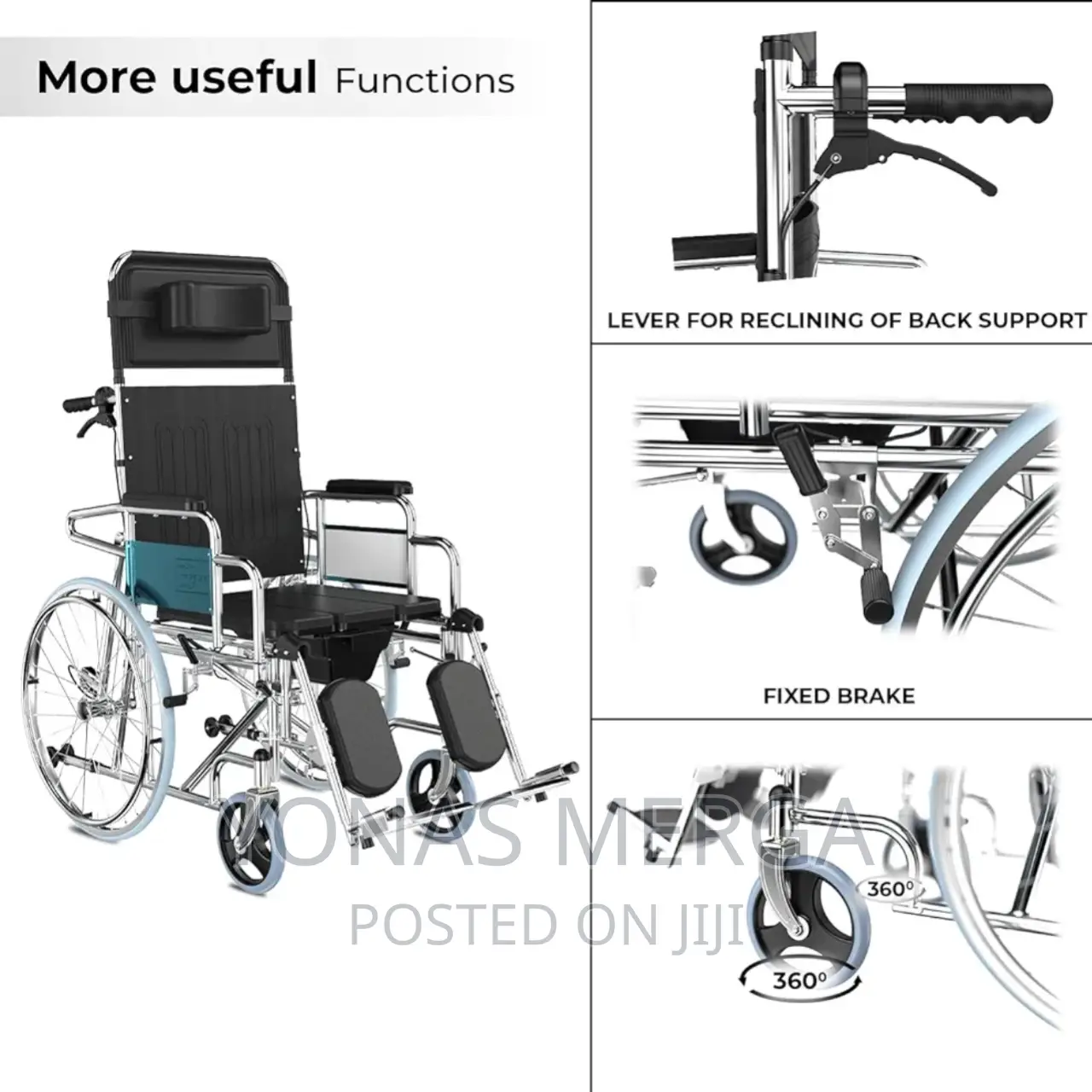 Popo Wheelchair Easy Self-Maneuvering,Solid PVC Front Caster