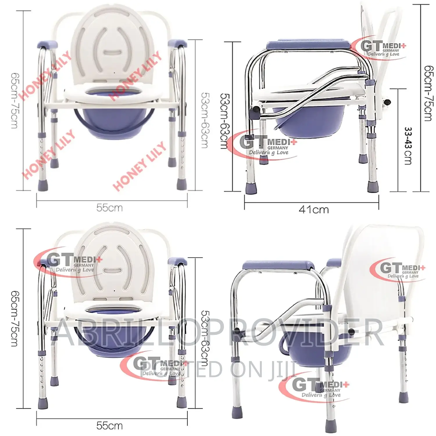 Foldable Commode Chair Bath Shower Mobile Potty Toilet Seat