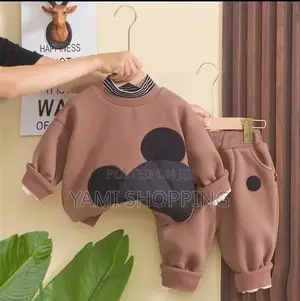 Photo - Unisex Plush Velvet Cartoon Pullover Sweater and Pant Set