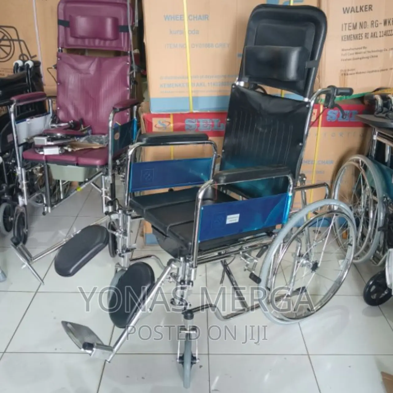 Toilet Wheelchair Olex Powder Coated Black Fold Wheelchair