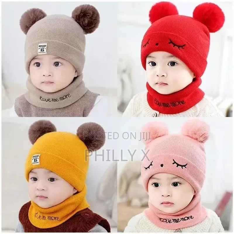 Kid’S Knitted Hat With Scarf