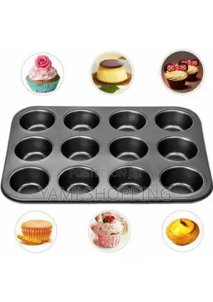 12 Holes Cup + Silicon Baking Molds Muffin Pan