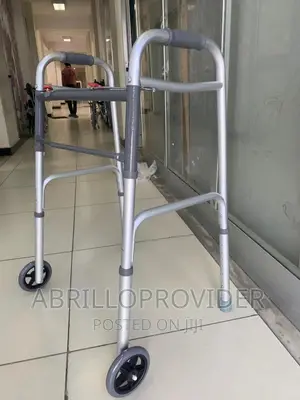 Medline Two-Button Folding Walker With Wheels,Walker|Walker