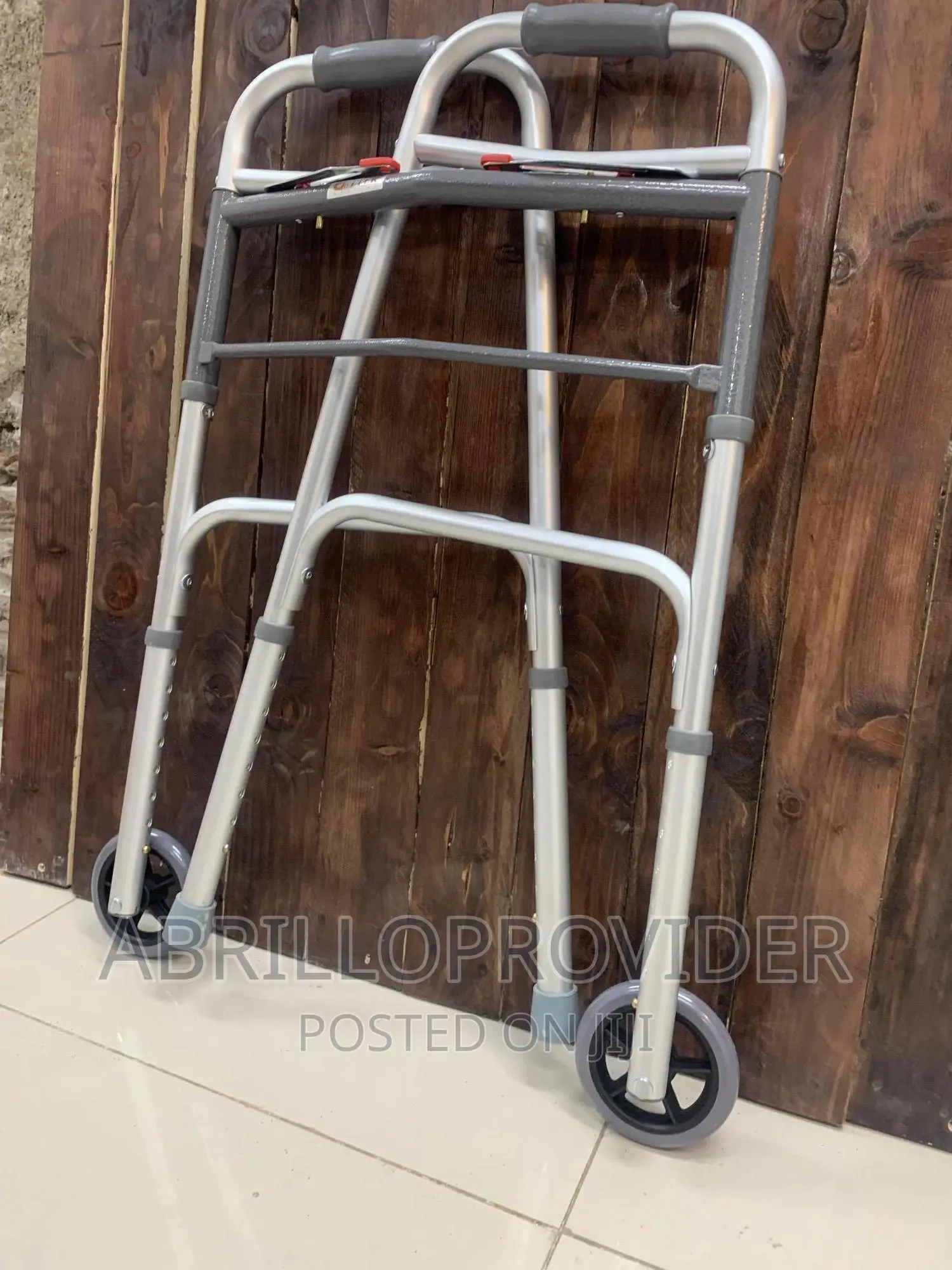 Medline Two-Button Folding Walker With Wheels=Walkers=Walker
