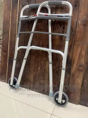 Medline Two-Button Folding Walker With Wheels=Walkers=Walker