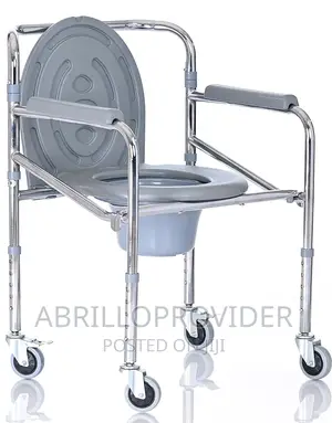 Foldable Height Adjustable Bedside Commode Chair With Wheels