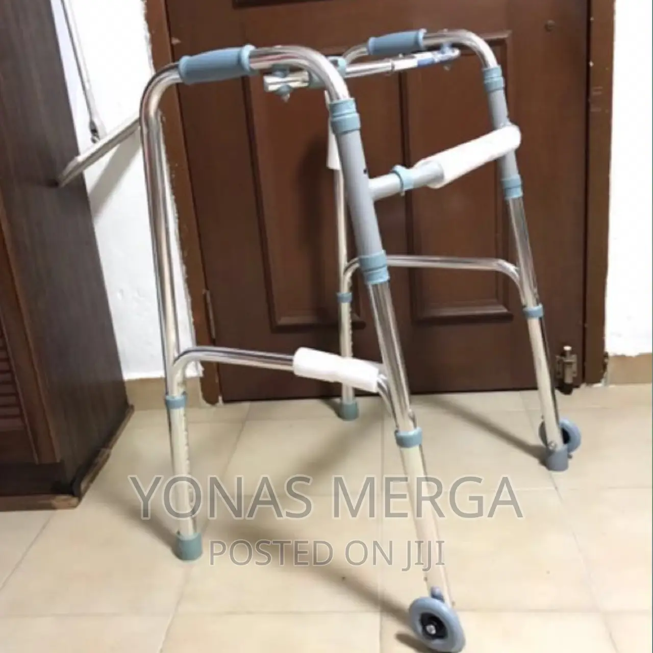 Adults Walking Stick Walker -(Wls009 Full Silver With Wheel)