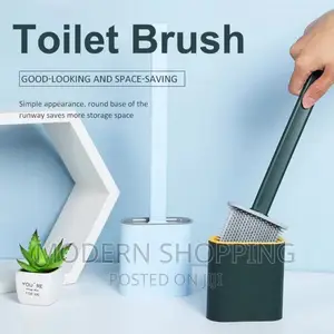 Wall-Mounted Toilet Cleaning Brush With Brush Holder
