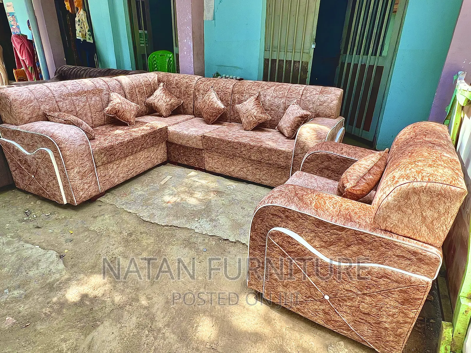 Sofa L Shape or Corner Sofa Made of Wooden Material