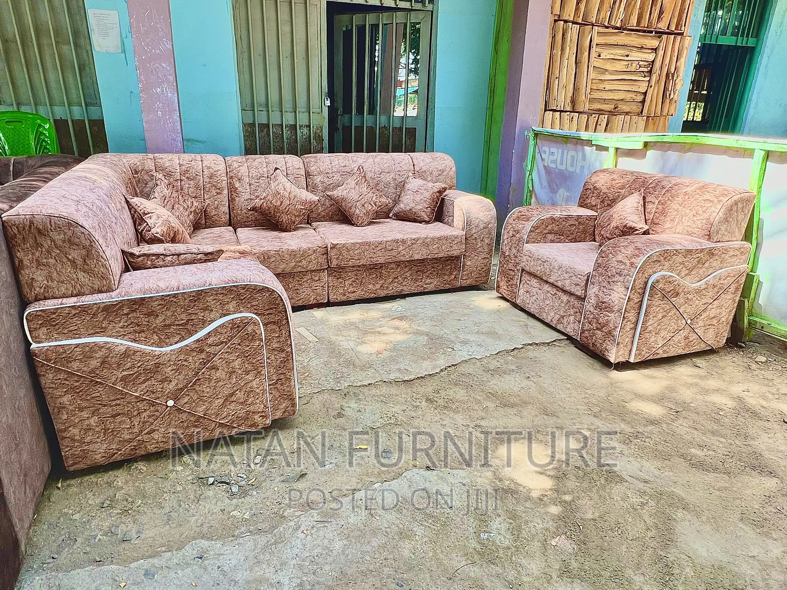 Sofa L Shape or Corner Sofa Made of Wooden Material