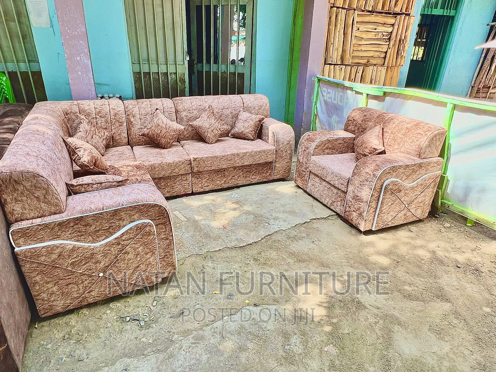 Sofa L Shape or Corner Sofa Made of Wooden Material