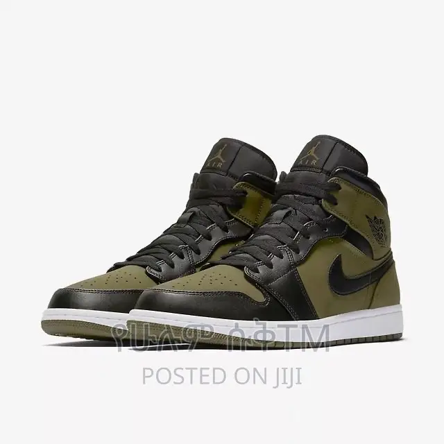 Original Air Jordan 1 Mid ‘Olive Canvas’ Shoes