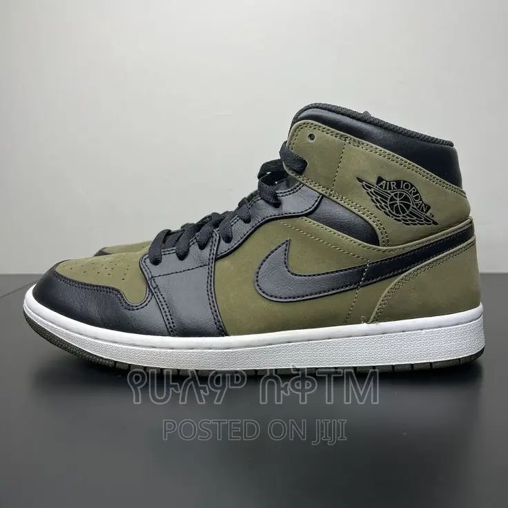 Original Air Jordan 1 Mid ‘Olive Canvas’ Shoes